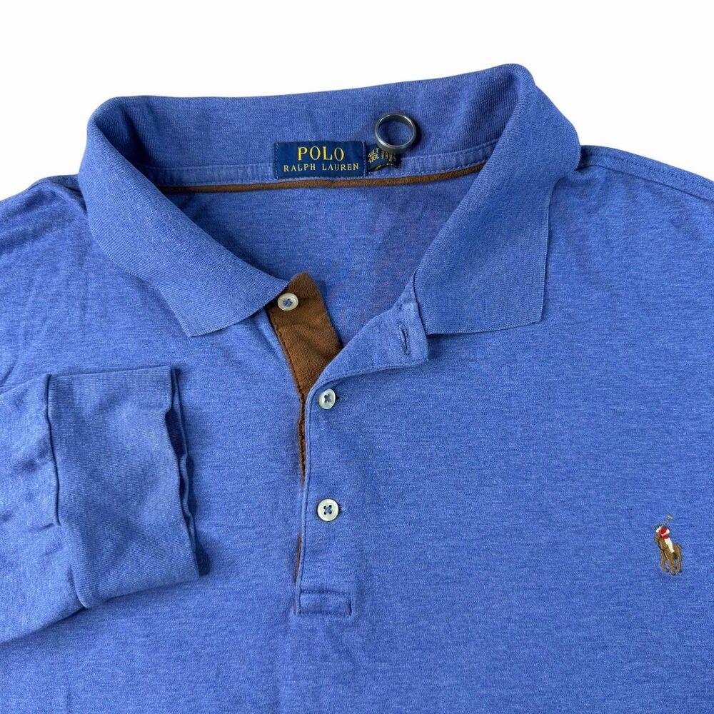 Polo Ralph Lauren Blue Rugby Polo Men’s 4XLT Long Sleeve Pony Golf Preppy Y2K